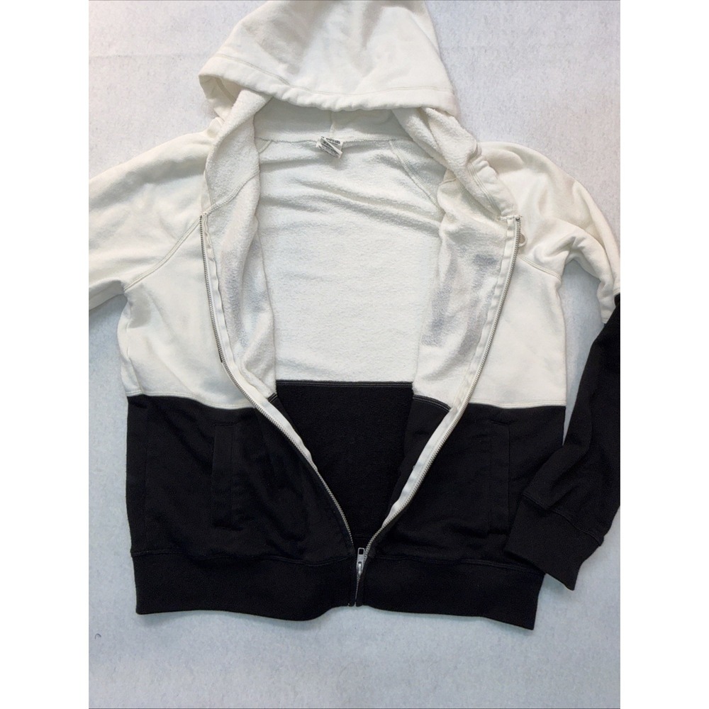 PINK Victoria's Secret Women‎ Hoodie L Black & White Black Colorblock Logo - Picture 10 of 12